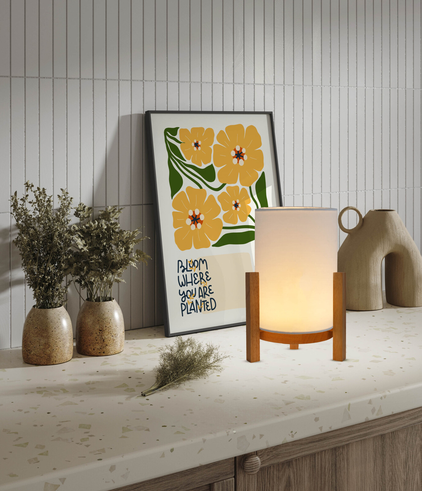 LED-Akkutischleuchte MADITA - weiß - dimmbar - 32 cm Höhe