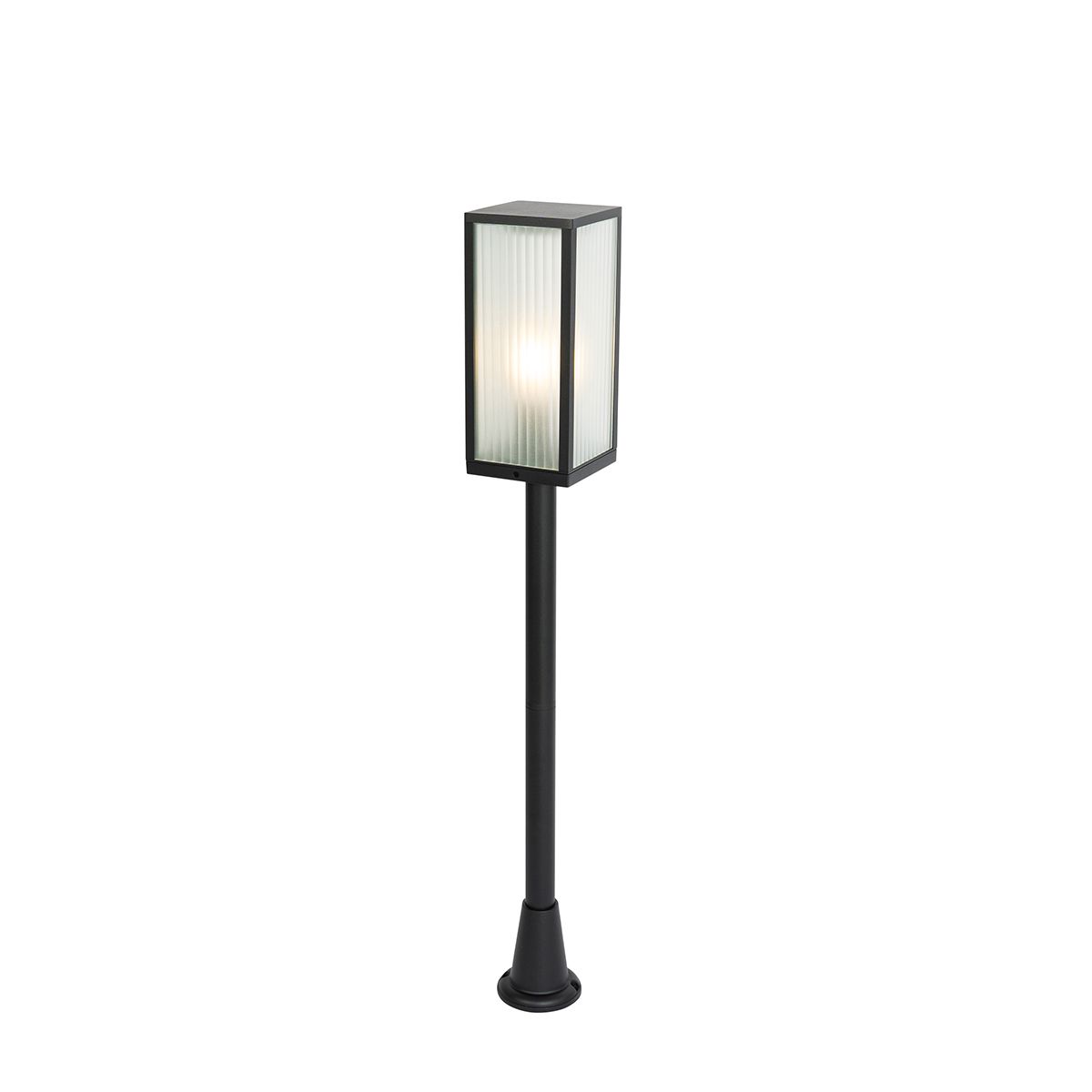 Staande buitenlamp zwart met ribbel glas 100 cm IP44 - Charlois Ribbed