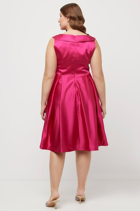 Abendkleid, A-Linie, drapiert, V-Ausschnitt, ärmellos