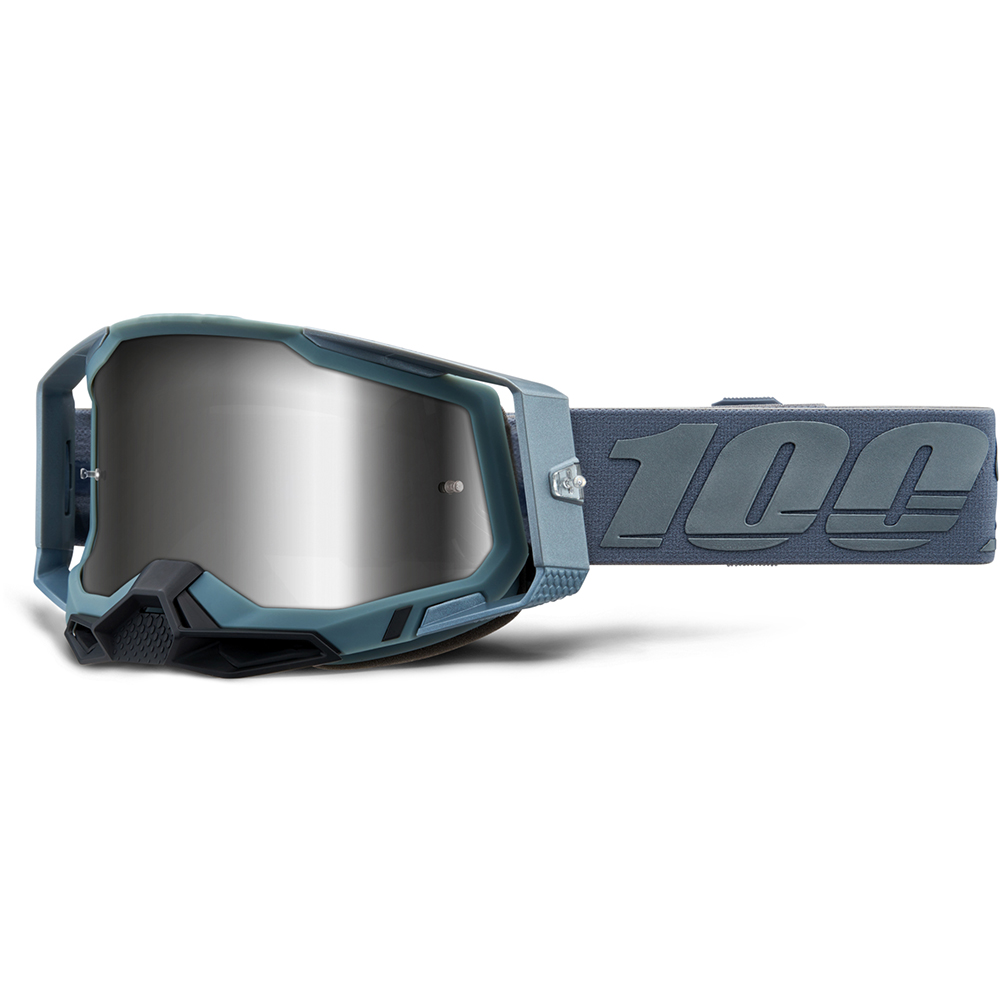100% - Masque Racecraft 2 Battleship - Silver Mirror Bleu / Gris