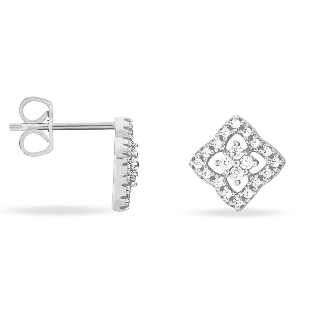 Boucles D'oreilles Puces Abigail Argent Blanc Oxyde De Zirconium