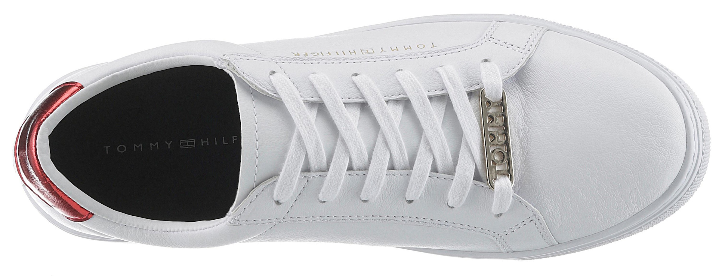 Tommy Hilfiger Sneaker »ESSENTIAL SNEAKER«  , Freizeitschuh, Halbschuh, Schnürer, Kontrastbesatz an der Ferse