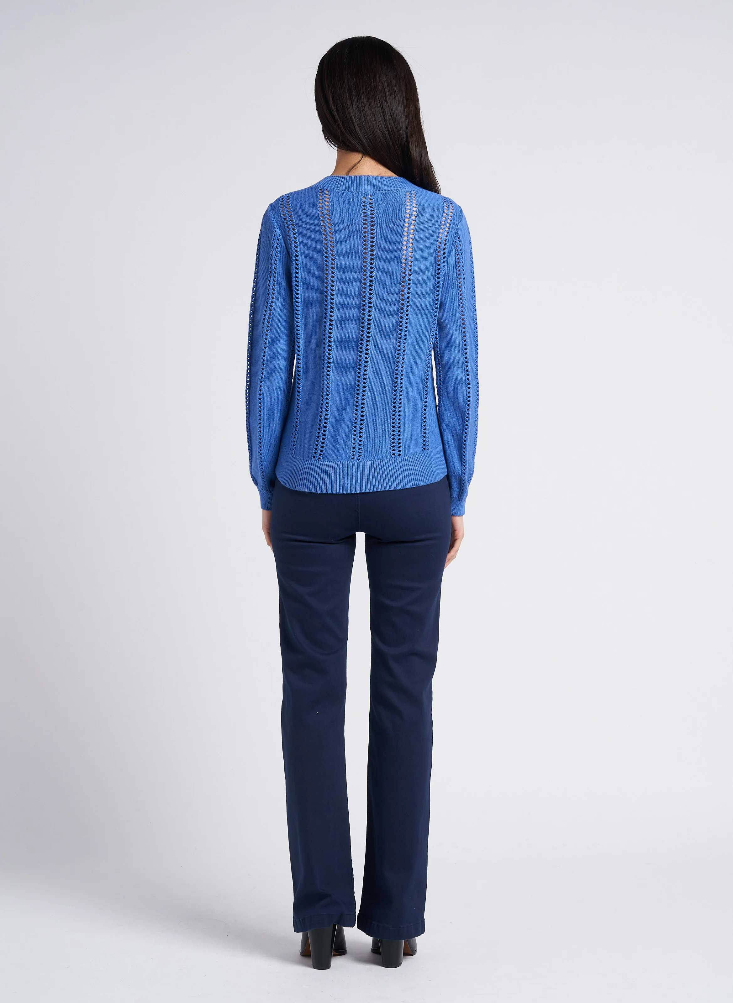 SONNY - Jean évasé taille haute en coton mélangé | Bleu