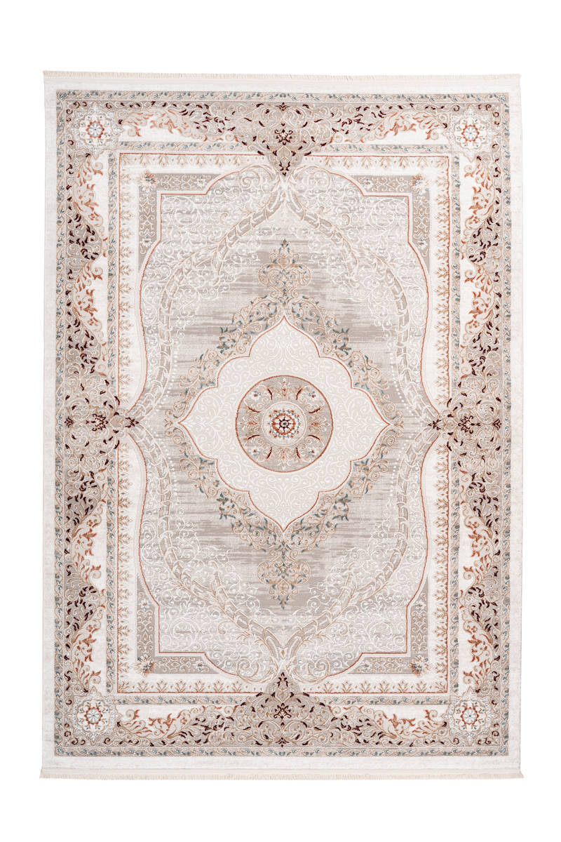 Fransenteppich AKROPOLIS 525 - grau-lachsrosa - 80x150 cm