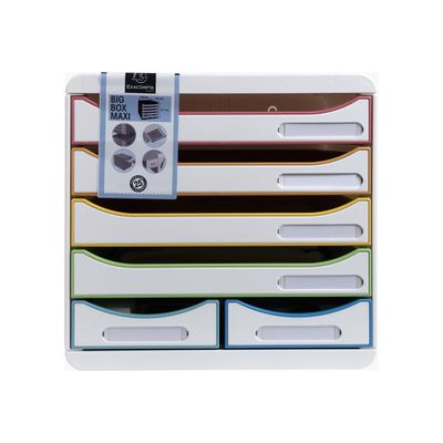 Exacompta Black Office - Module de classement 6 tiroirs - blanc/arlequin