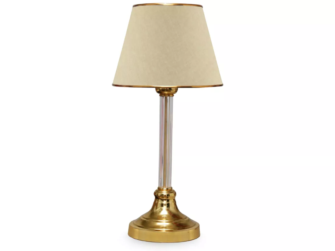 Lampe de bureau Paisley E27 hauteur 45 cm laiton / beige [lux.pro]