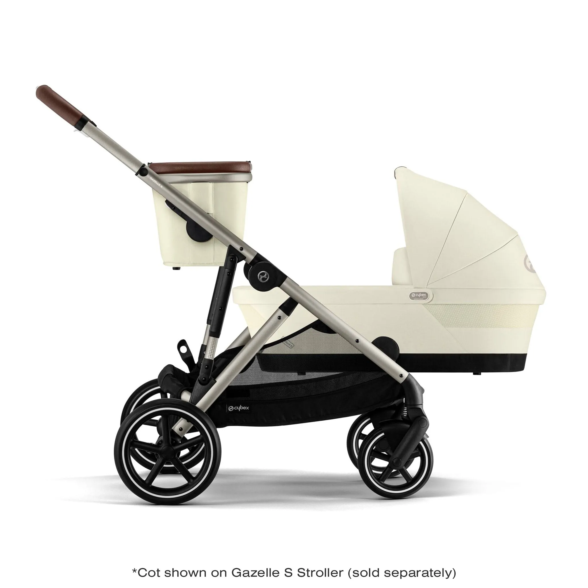 Cybex Poussette Double Gazelle S 2 – Châssis Taupe  Nacelle Beige coquillage