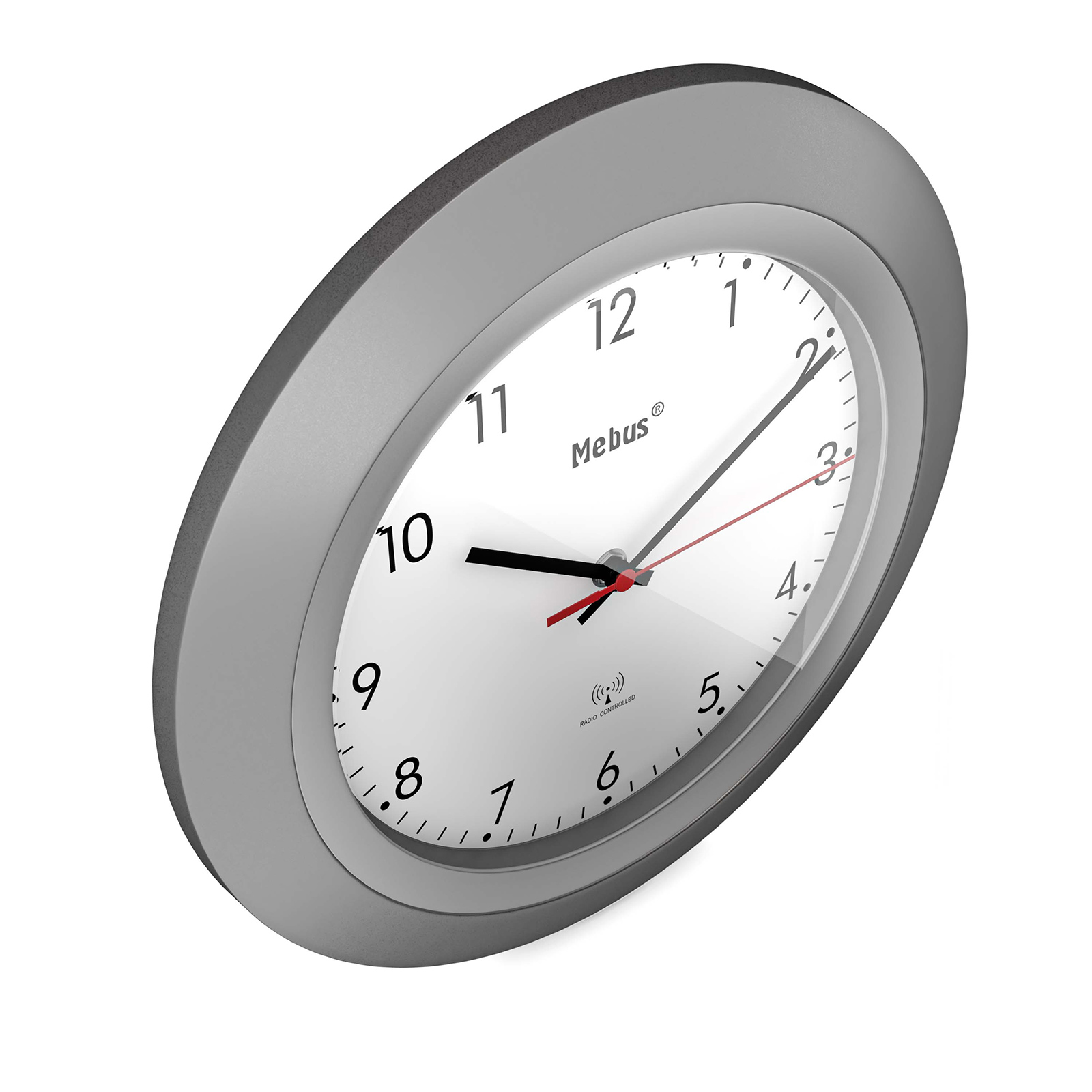 Funk-Wanduhr - silber -Ø 30 cm