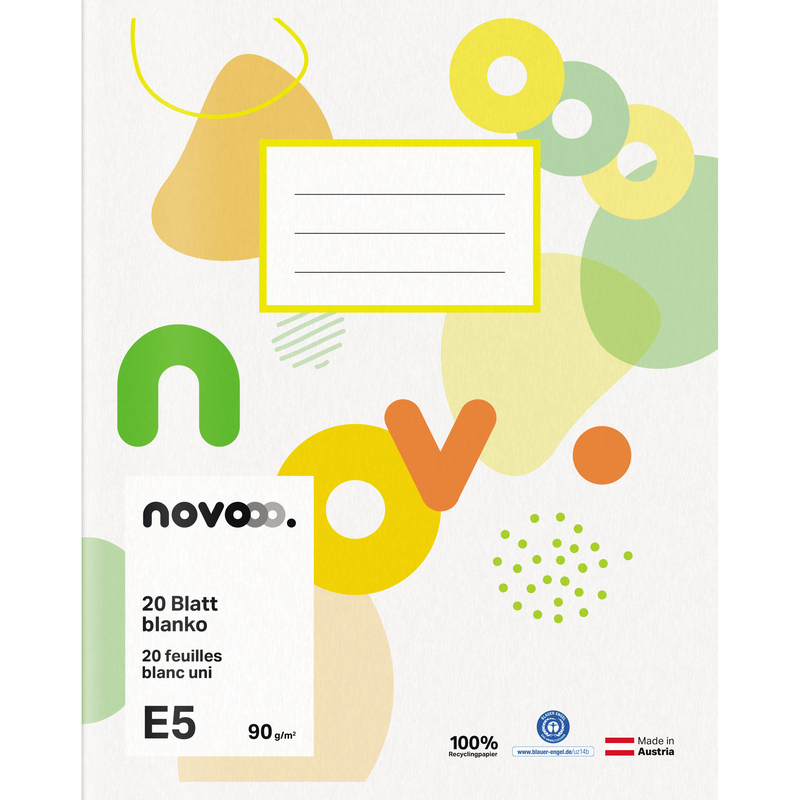 novooo Schulheft, 175 x 220 mm, blanco, mehrfarbig