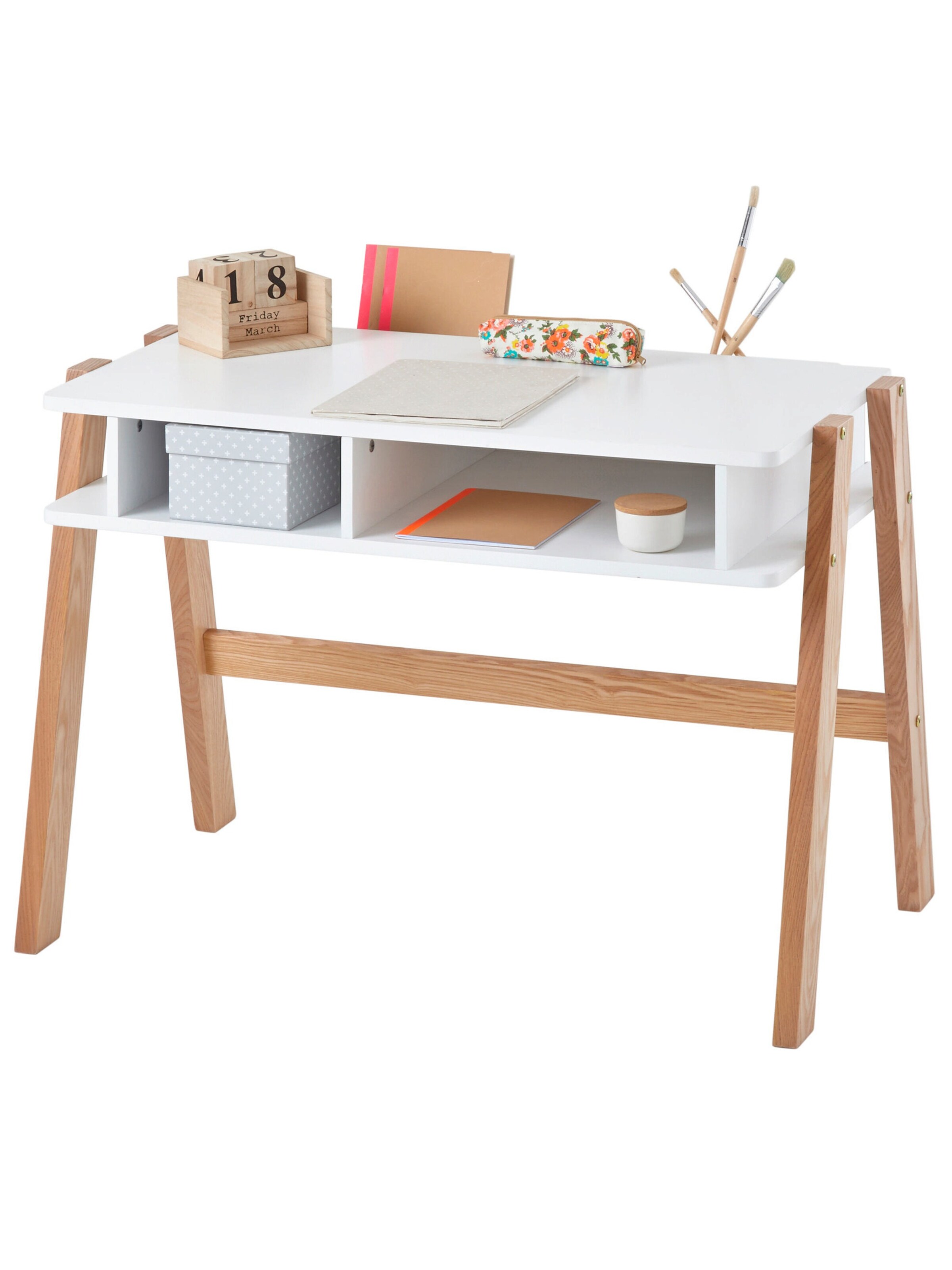 Vertbaudet Kinderschreibtisch ARCHITEKT MINI, Vorschulkinder weiß/natur