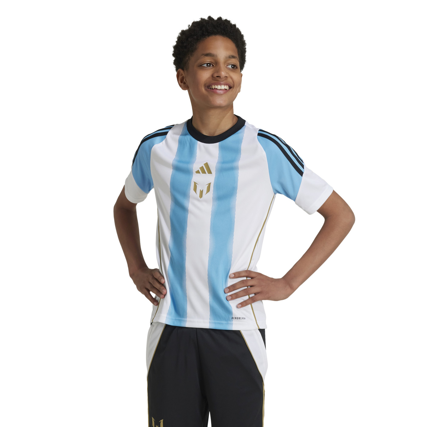 Adidas Messi Trainingsshirt Kids Lichtblauw Wit Zwart Goud