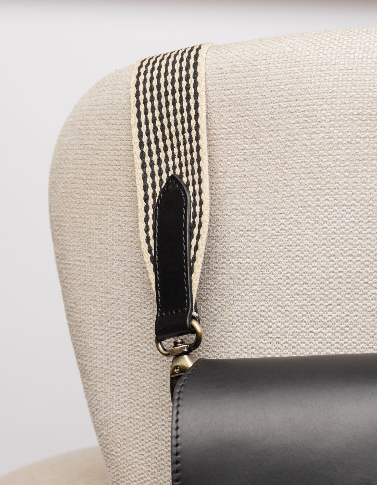 Checkered Webbing Strap - Black Classic Leather