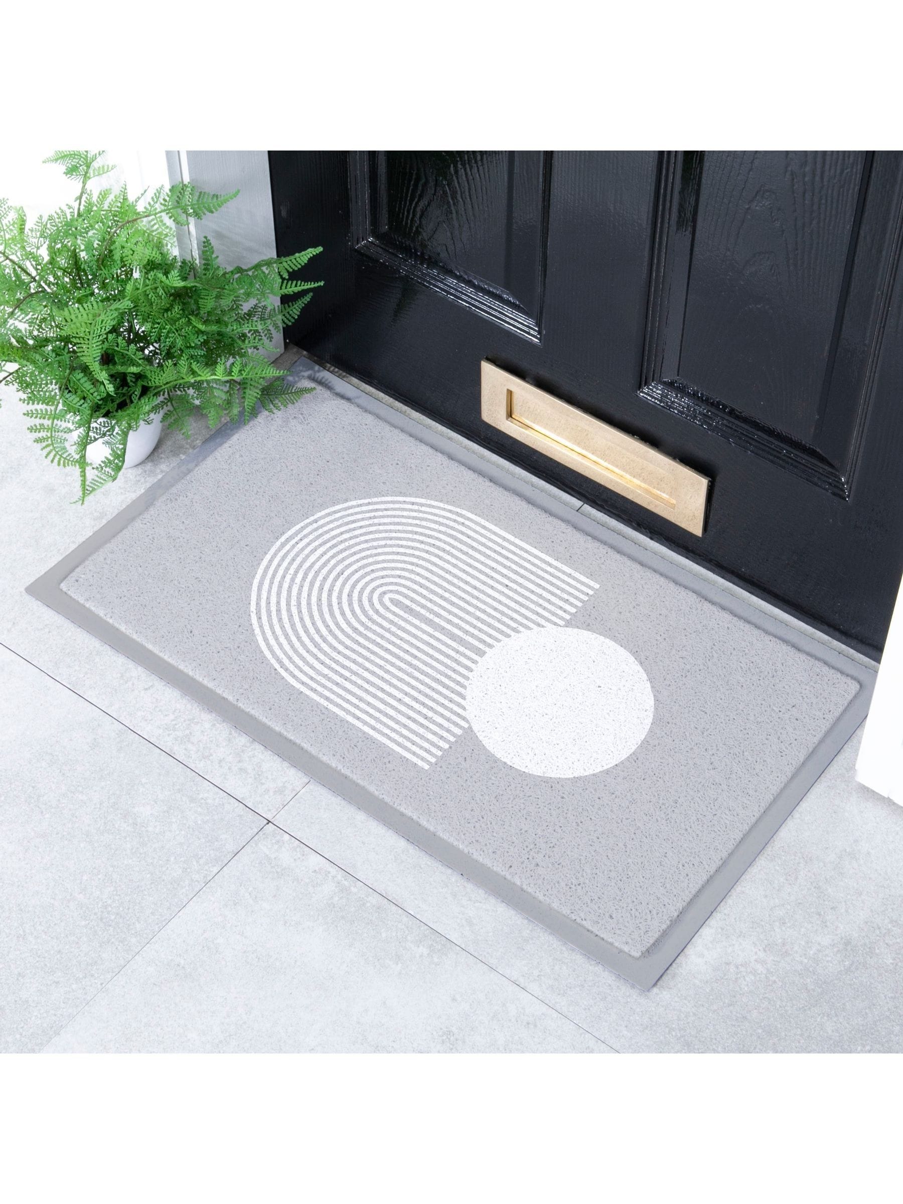 Artsy Mats Grey Abstract Sphere Indoor Outdoor Doormat