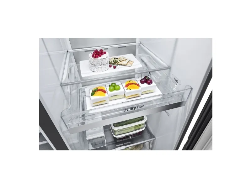 LG GSXV91MCAE - Køleskab/fryser - side ved side med vanddispenser, isdispenser - Wi-Fi - bredde: 91.3 cm - dybde: 73.5 cm - højde: 179 cm - 635 liter - Klasse E - matsort