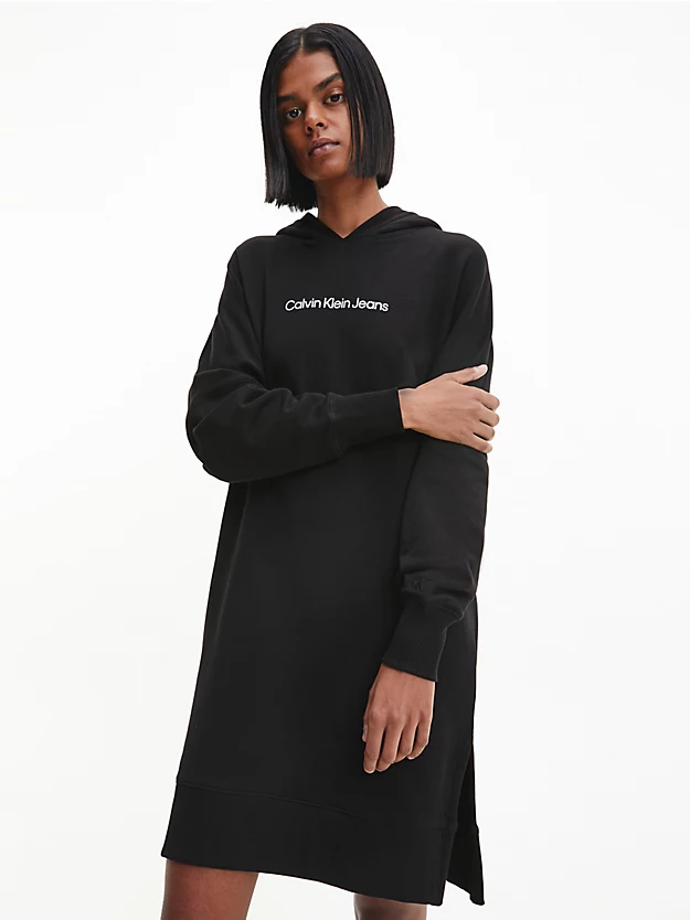 Vestido moletom com capuz de modelagem folgada