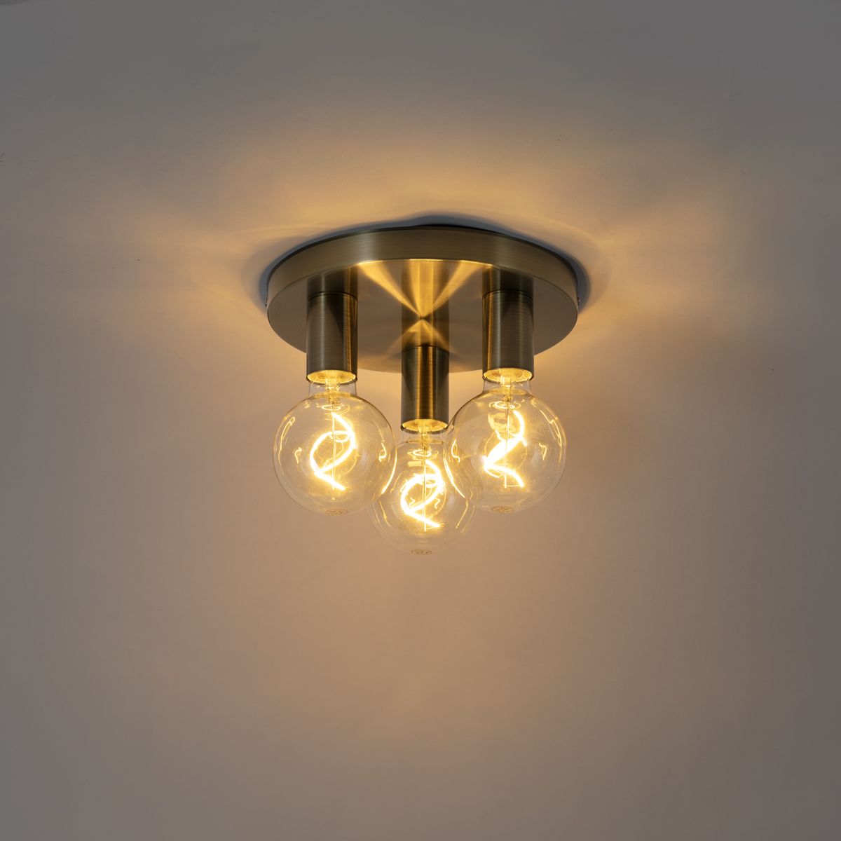 Smart plafondlamp brons rond incl. 3 Wifi G95 - Facil