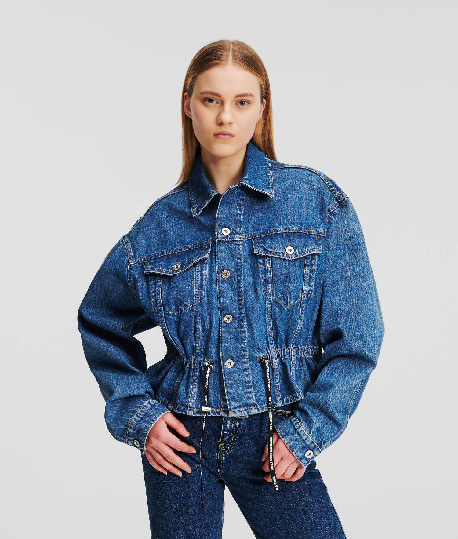 VESTE EN DENIM AVEC LIENS À LA TAILLE KLJ