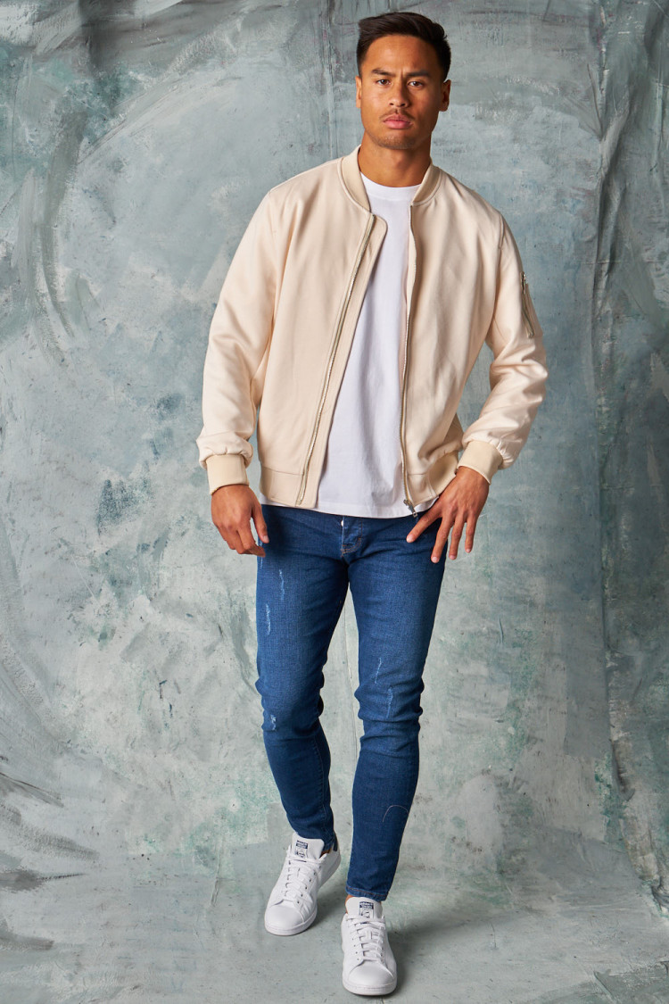 Bomber en suédine beige clair