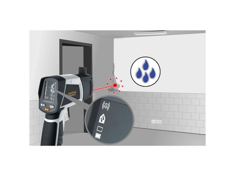 Laserliner Temperatur- und Feuchtigkeitsmessgerät CondeseSp Klima-/Feuchte-/Temperaturmessgerät zur Vermeidung von Wärmebrücken und Schimmelpilzbildung – mit Bluetooth-Schnittstelle