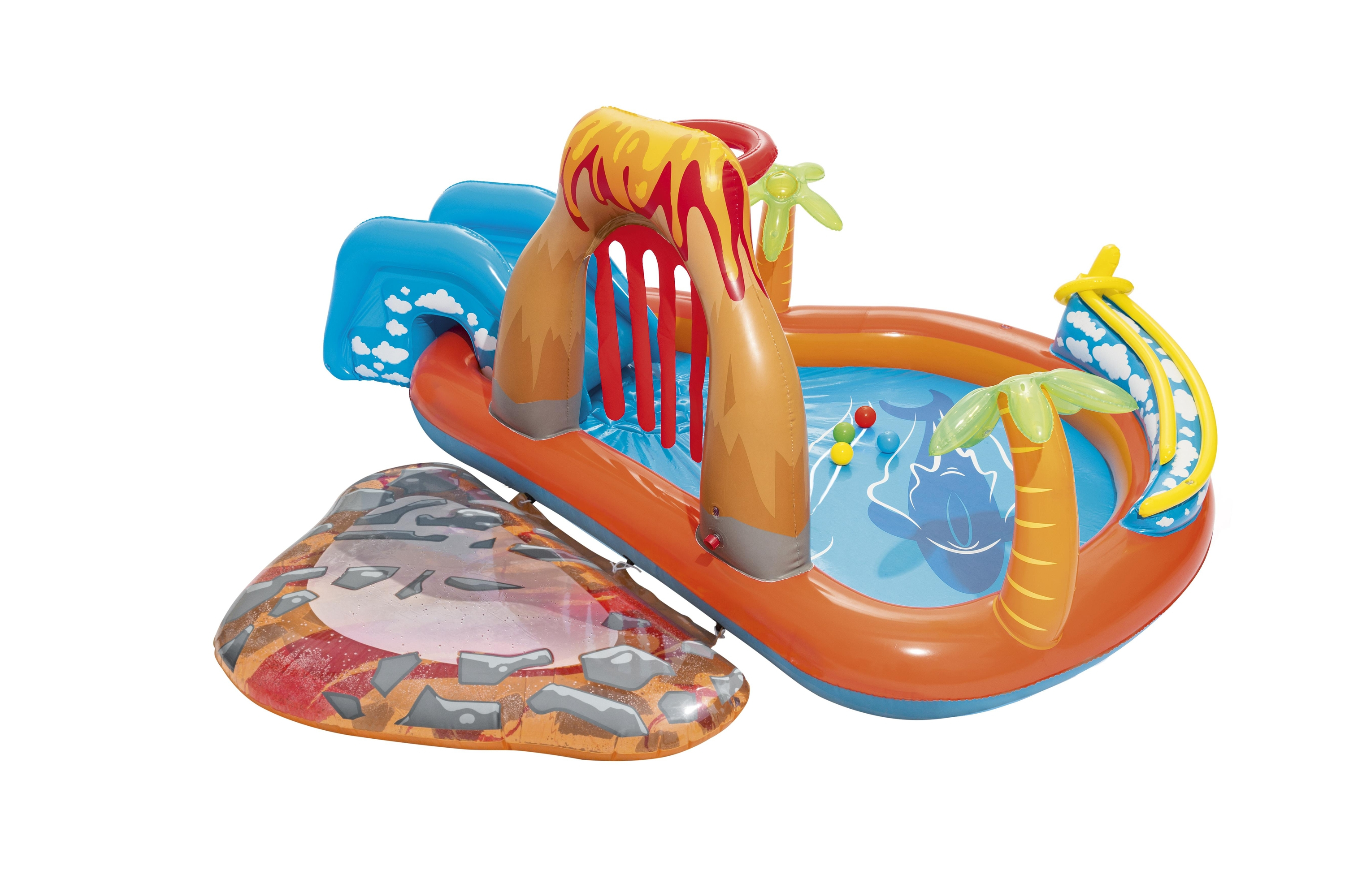 (265x265cm) Lava Lagoon Play Center Kinder Planschbecken Wasserpark mit Rutsche / Spritzfunktion / Wurfspiel (53069) - Bunt