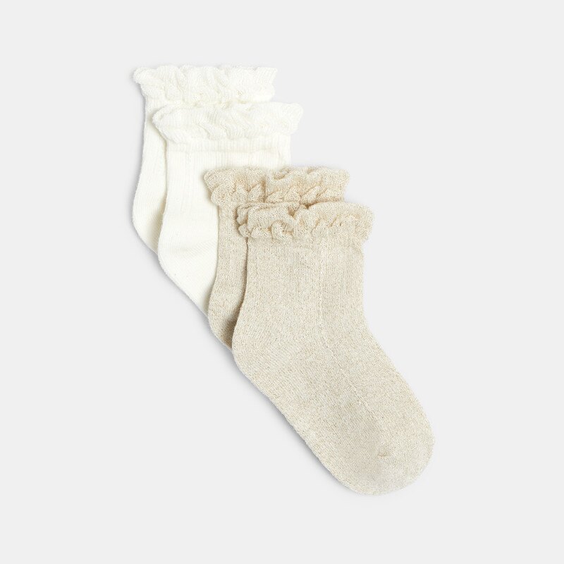 Chaussettes fantaisie à volants (lot de 2) jaunes bébé fille Jaune