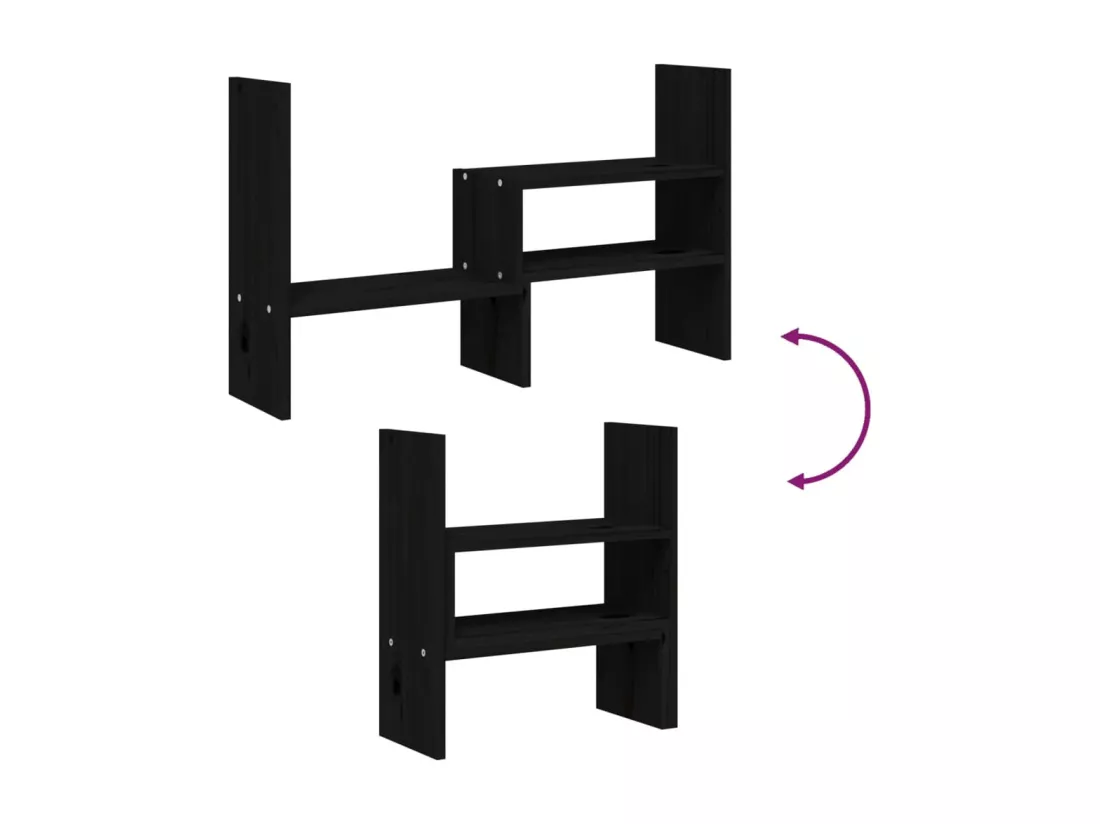 Support pour moniteur Noir (39-72)x17x43 cm Bois de pin solide