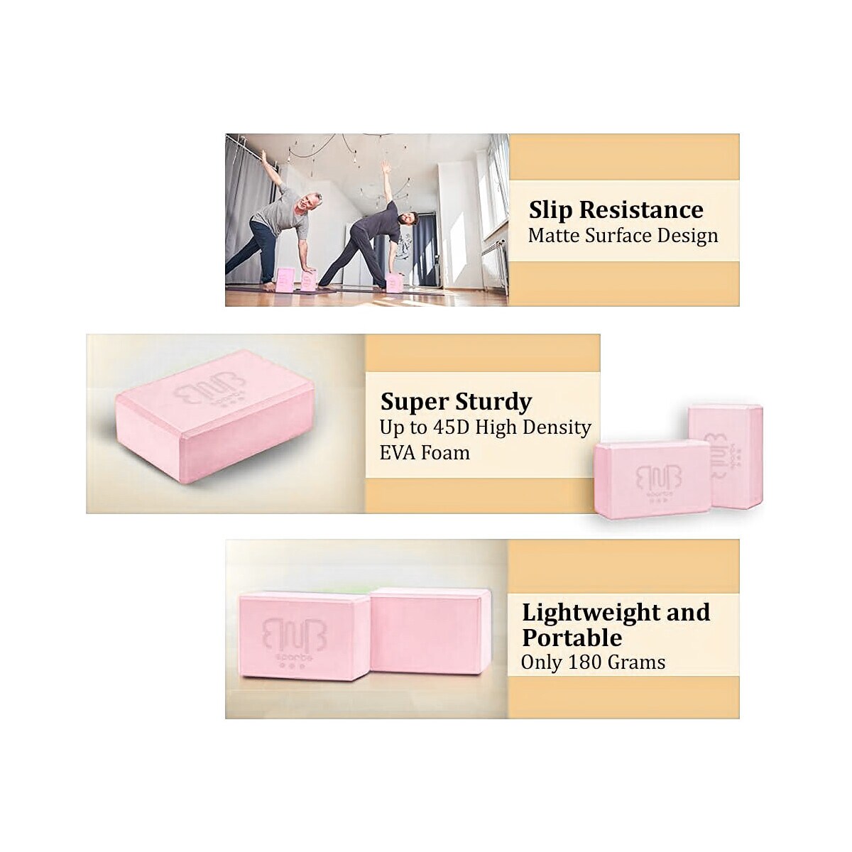 2er Pack Premium Yoga Blöcke Stabile Sportmatte, rutschfest