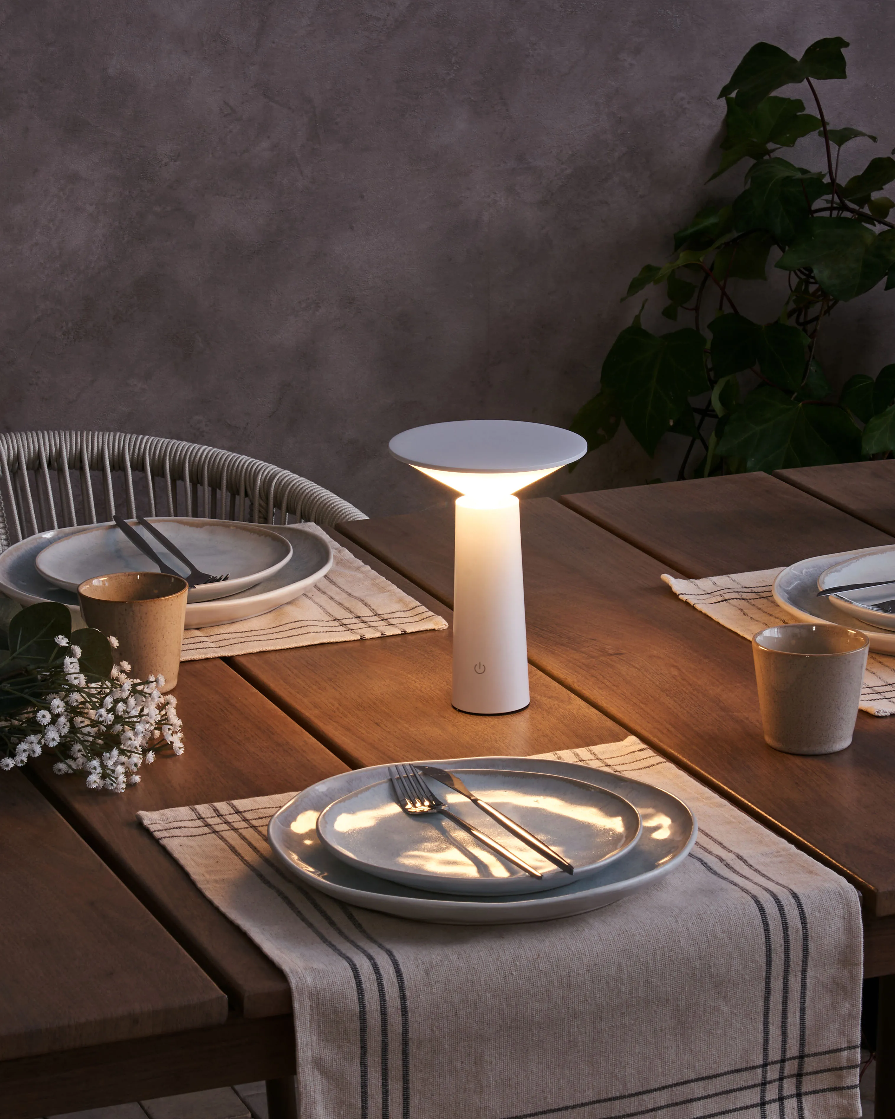 LED draadloze tafellamp LEVIRA met dimmer Metaal Wit