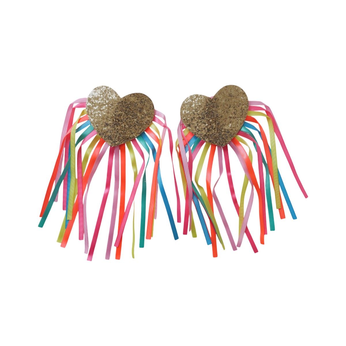 Paire d'épaulettes à clipser cœur à franges multicolores Mercredi et Patati