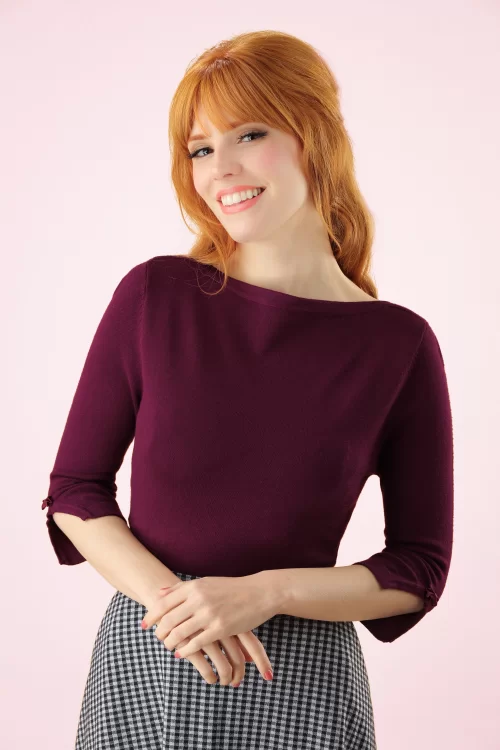Banned Retro Addicted Trui in Aubergine