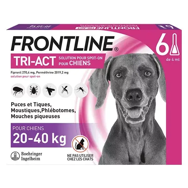 Frontline Tri-Act Cães G 20 a 40kg 6 pipetas