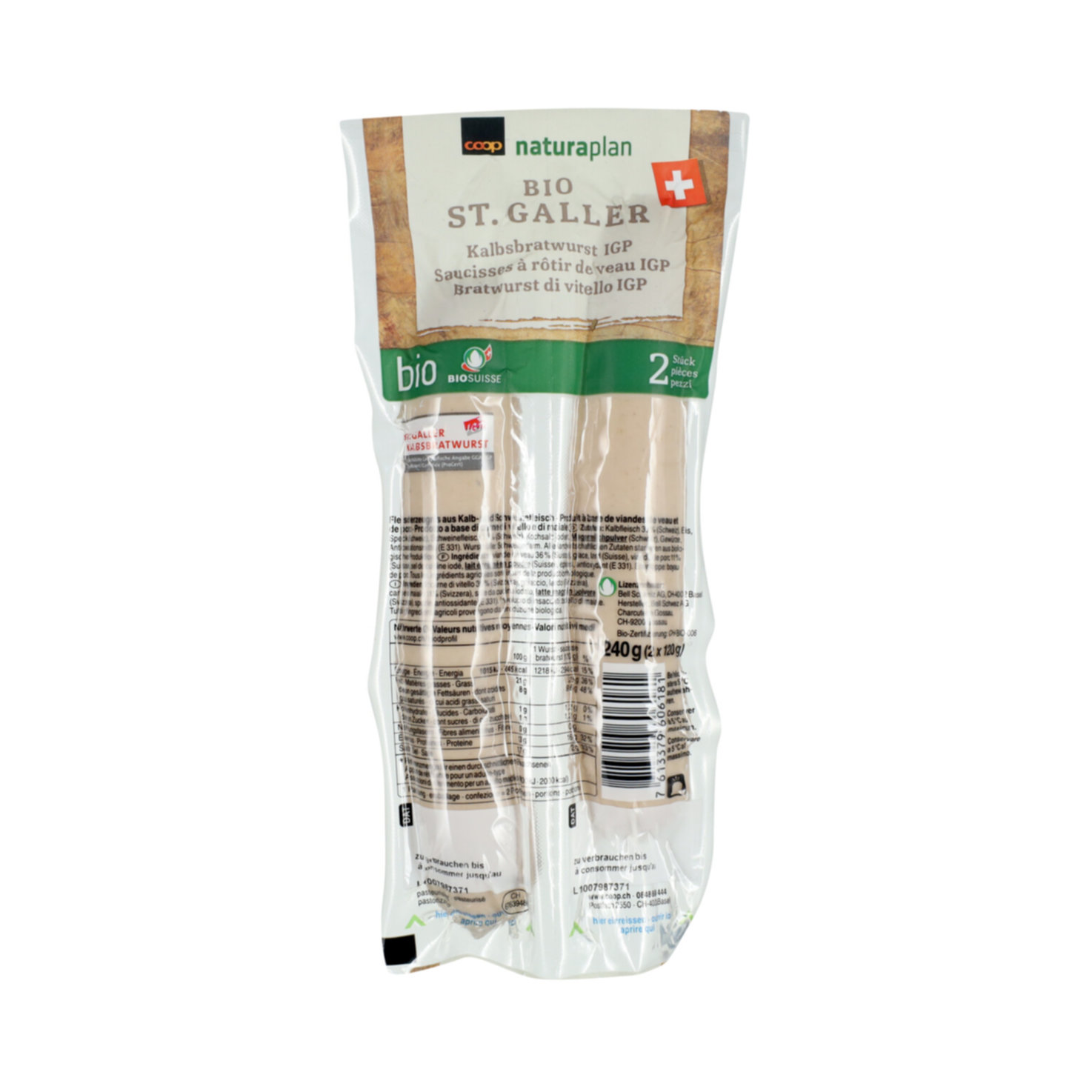 Naturaplan Bio St. Galler Kalbsbratwurst 2 Stück