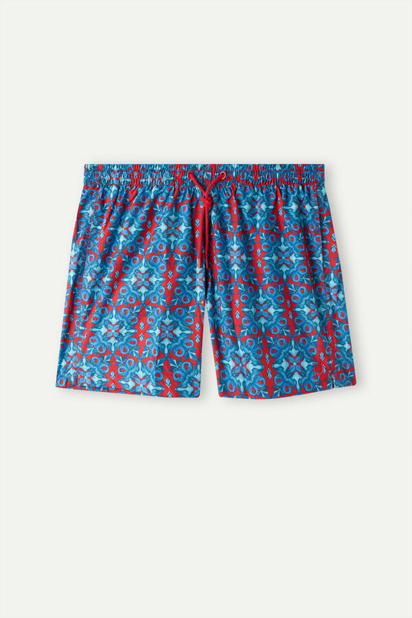 Maiô boxer vermelho com estampa marroquina