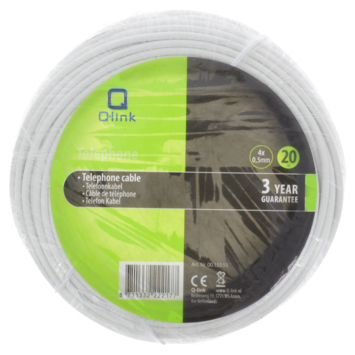 Q-Link Telefoonkabel Rond 4 x 0.5 20 Meter Wit