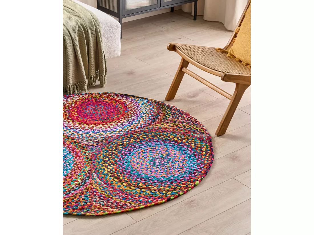 Tapis rond en coton multicolore LADIK