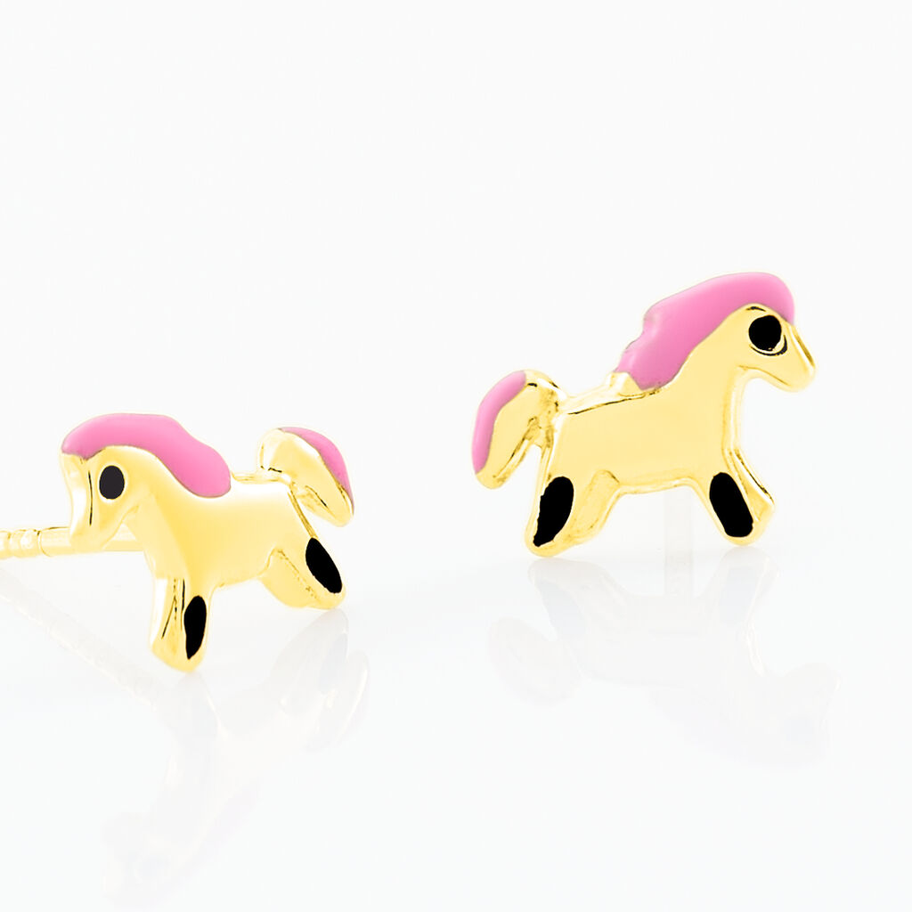 Boucles D'oreilles Puces Heldea Cheval Or Jaune