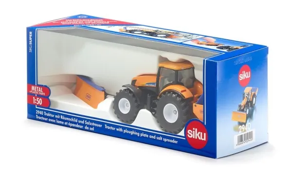 Siku 1:50 Tractor With Plough And Salt Spreader