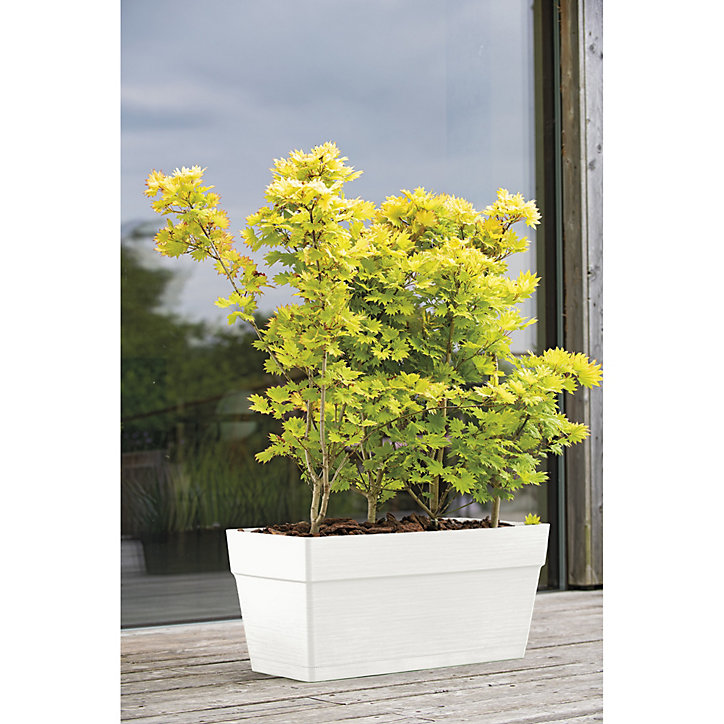 Bac à fleurs muret sav R blanc avec réserve d'eau 79cm Deroma