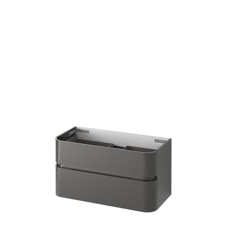 Meuble sous vasque à suspendre Cooke & Lewis Voluto gris anthracite version centrale 105 cm