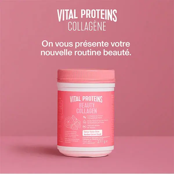 Vital Proteins Beauty Collagen, Ácido Hialurônico Morango/Limão 271g - Pacote com 3 unidades
