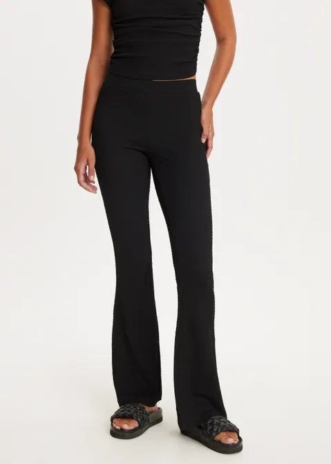 Flared broek met structuur zwart (ZWART)