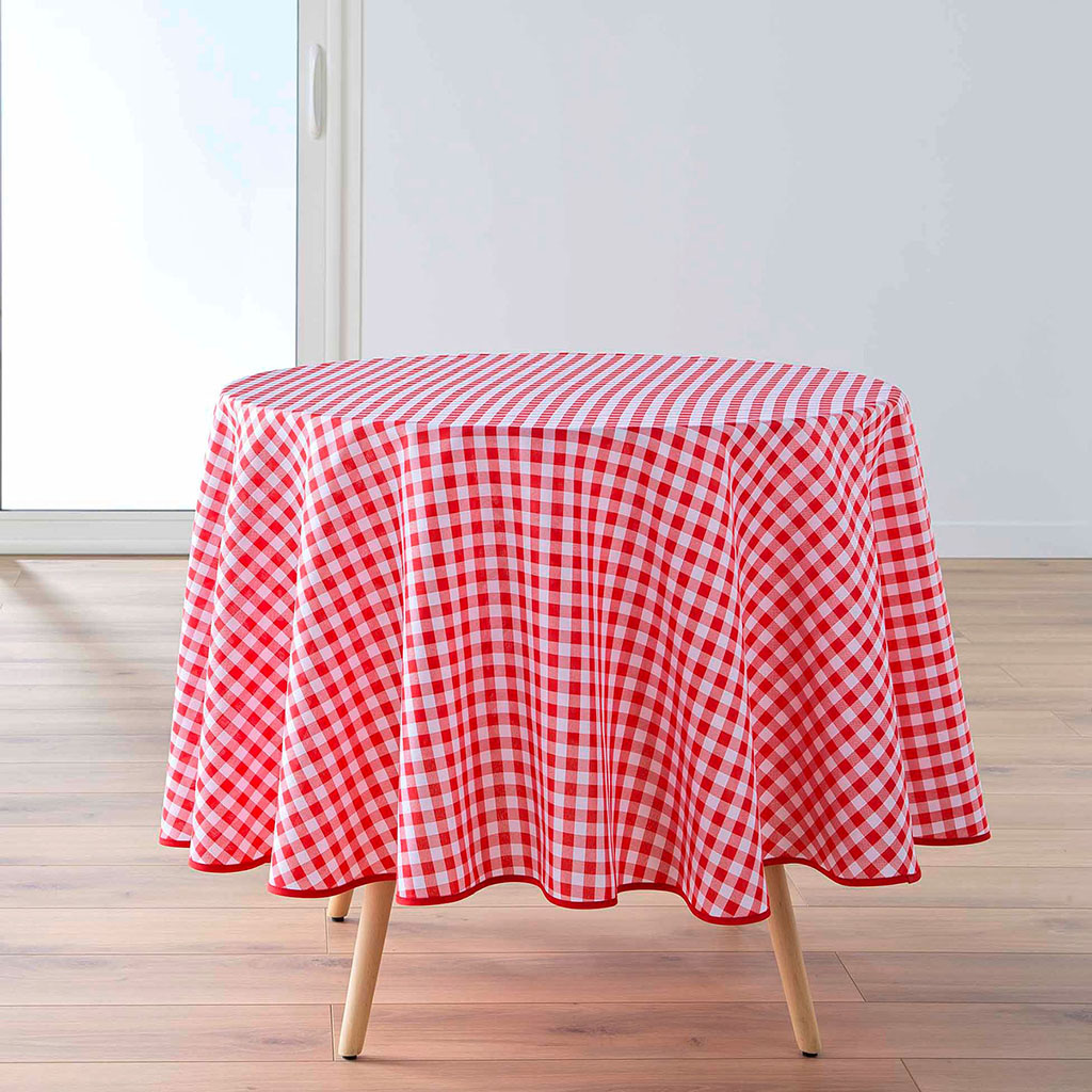 Nappe ronde VICHY polyester rouge D180cm