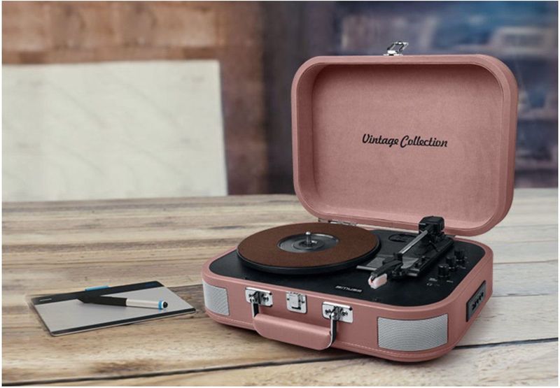 Muse MT-201BTP - Bluetooth Kofferplatenspeler - Roze - Met Encoding-Functie