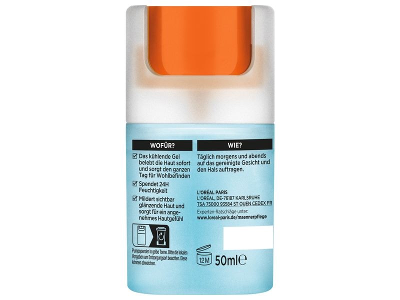 L'Oréal Men Expert Gesichtspflege Expert Day Cream Hydra En Kühlendes Feuchtigkeitsgel Anti-Glanz belebt die Haut und sorgt für Wohlbefinden