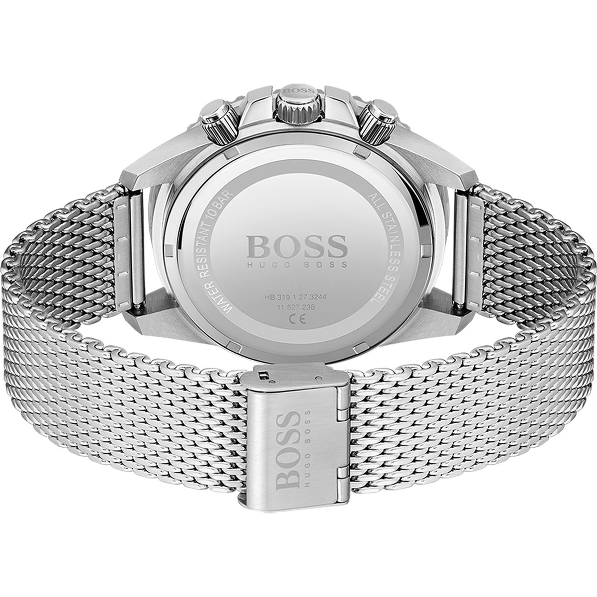 Montre Boss homme chronographe acier maille milanaise