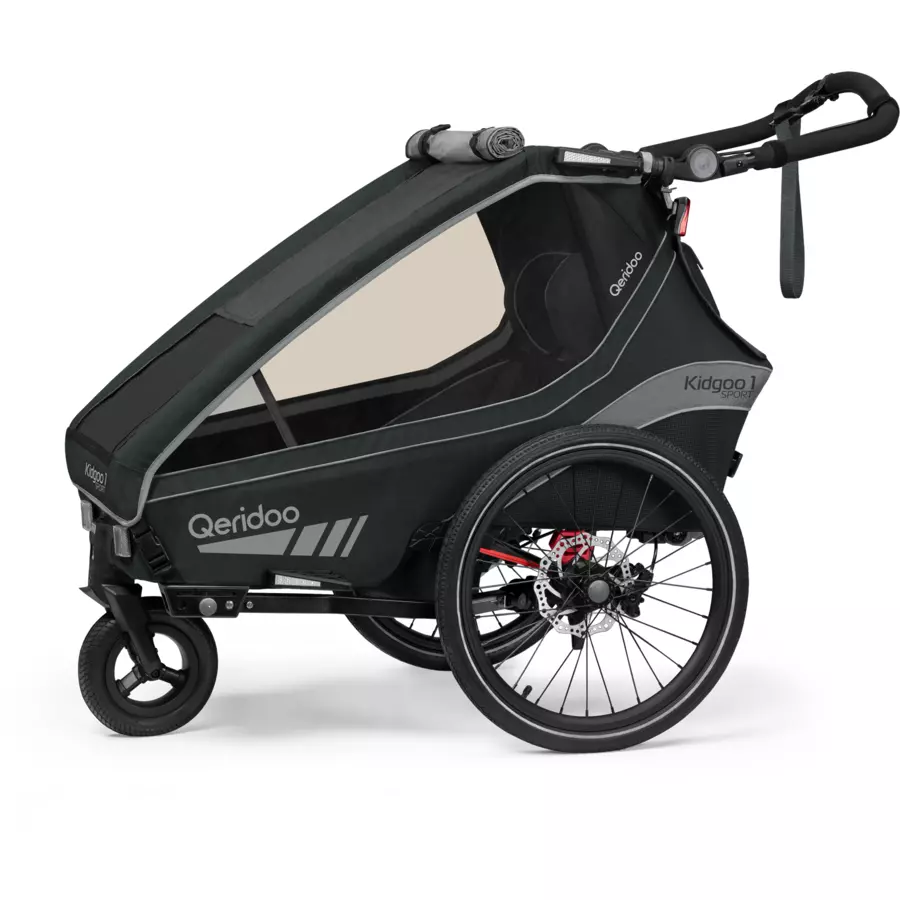Qeridoo® Kinderfahrradanhänger Kidgoo 1 Sport Grey (Limited Edition) Kollektion 2023