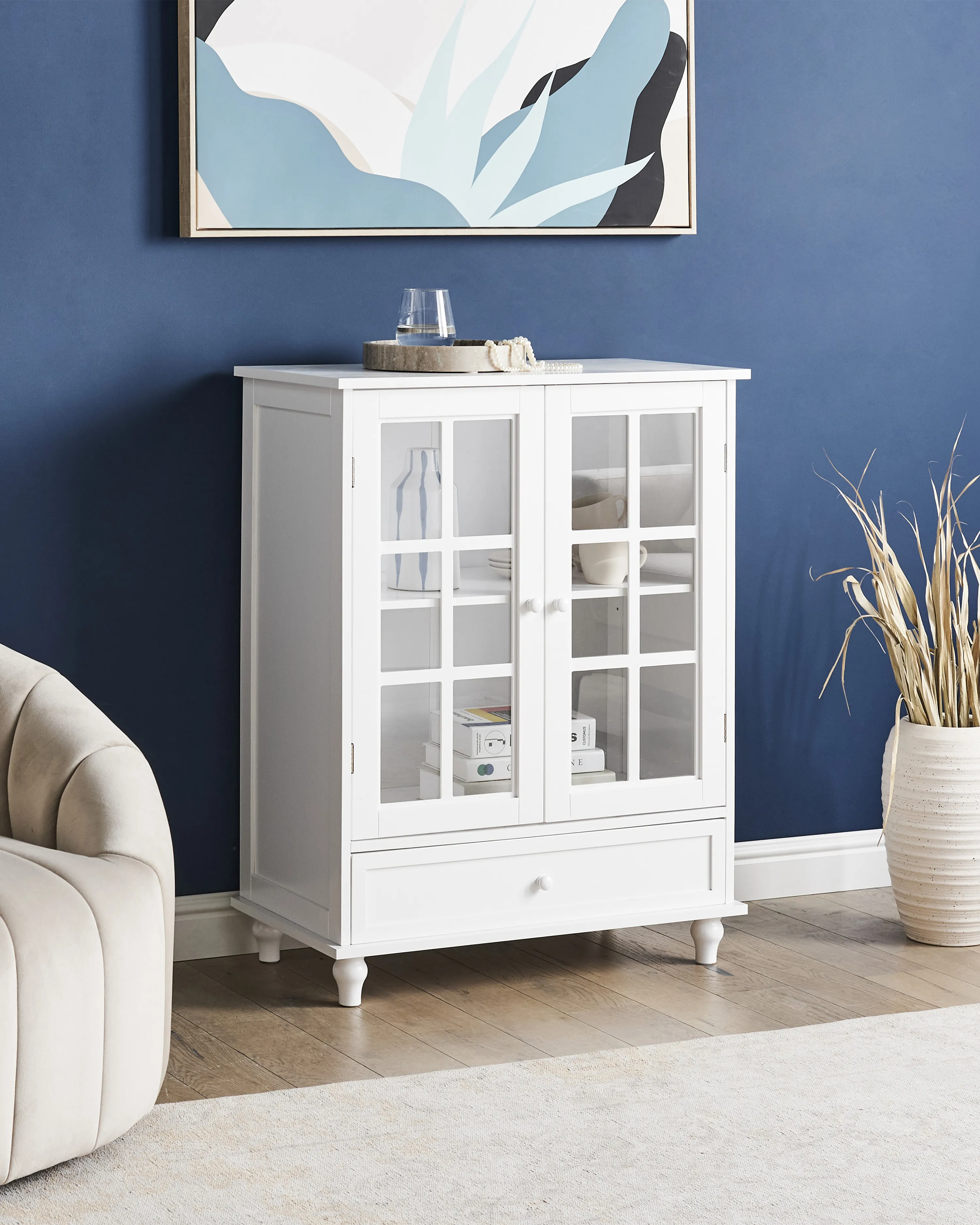 Dressoir met glazen deuren CARLET 71 cm Wit
