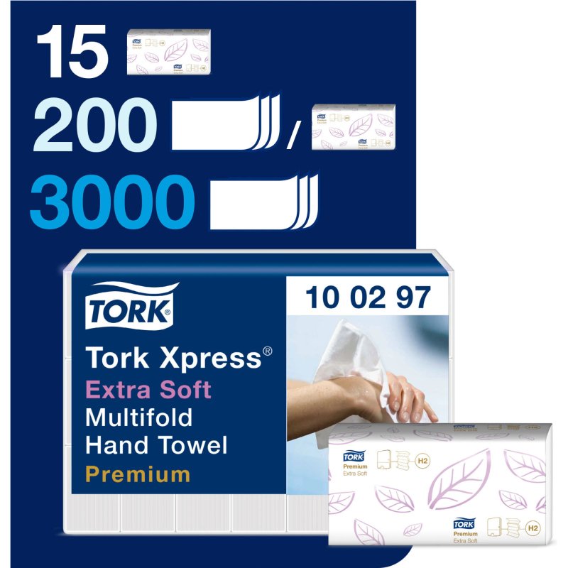 Essuie-mains pliage enchevêtré Tork H2 Premium Extradoux - Carton de 2100