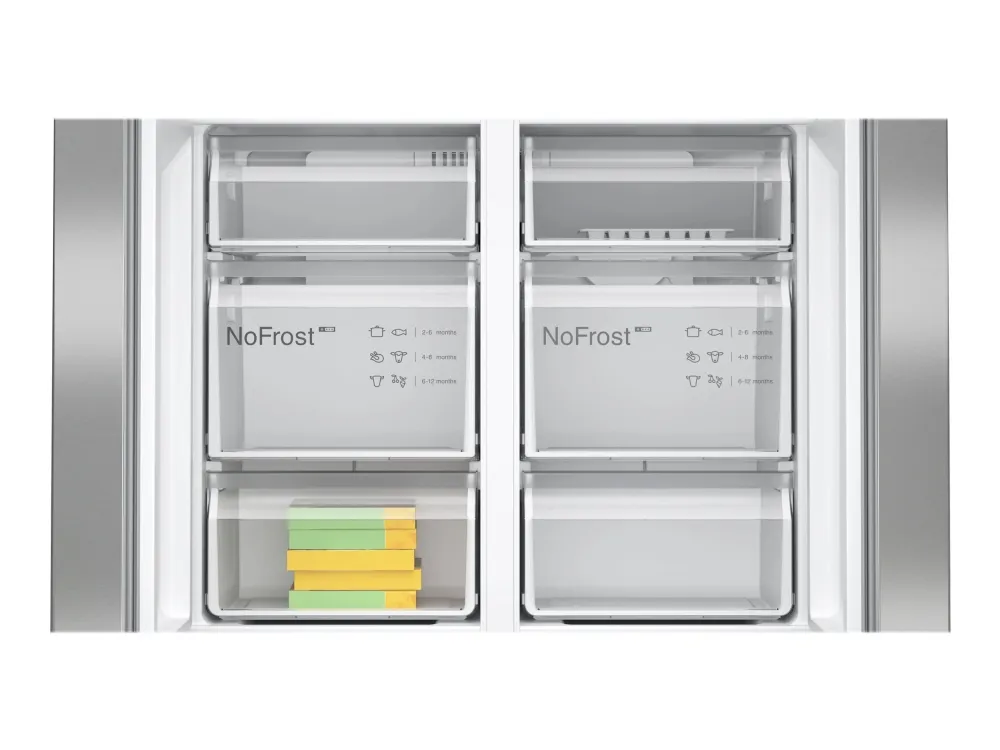 Bosch Serie | 6 KFN96APEA - Køleskab/fryser - bund-fryser - bredde: 91 cm - dybde: 73.1 cm - højde: 183 cm - 605 liter - Klasse E - metalsølv