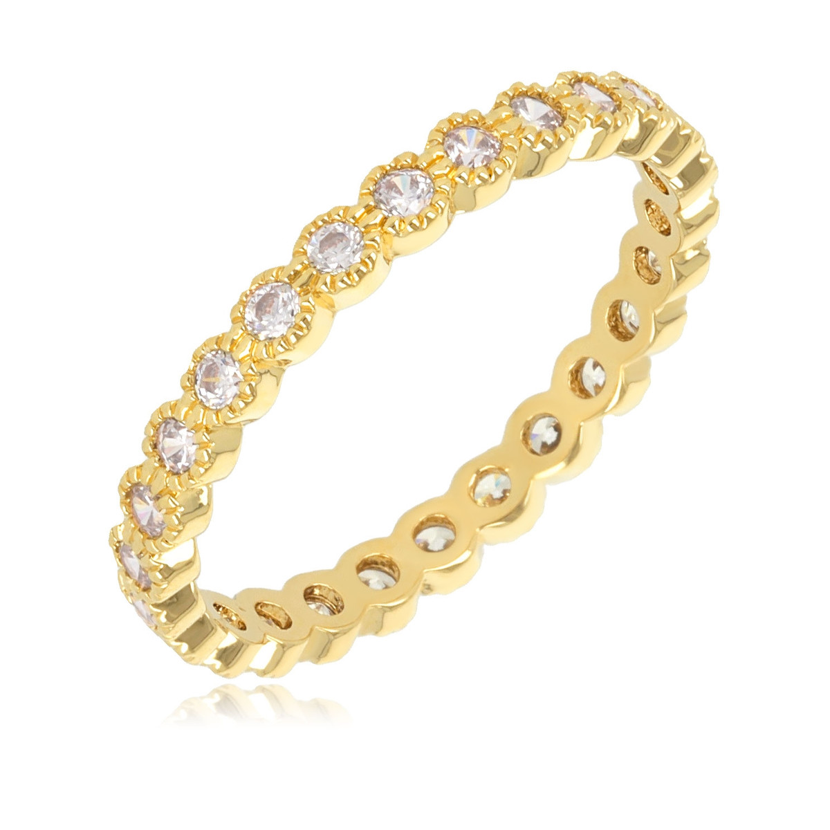 Bague plaqué or alliance pleine avec cubic zirconia